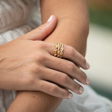 Gold Plated Lightning Bolt Stacking Ring - Lily Charmed