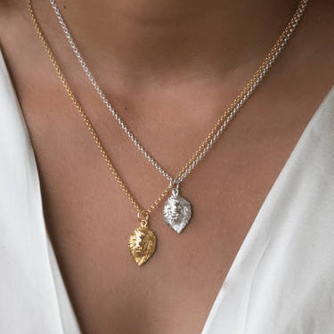 Engraved Gold Plated Lion Head Necklace - Lily Charmed