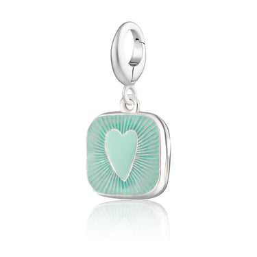 Silver Turquoise Heart Locket Charm