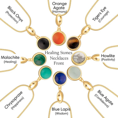 Gold Healing Stone Charm Necklace | Healing Crystal Pendants