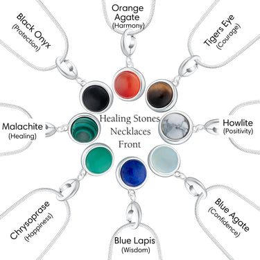 Silver Healing Stone Charm Necklace | Healing Crystal Pendants