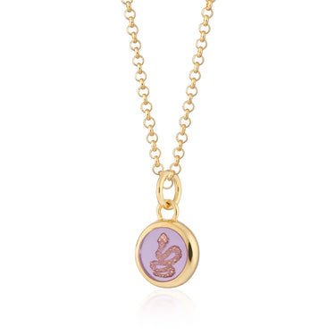Gold Plated Purple Snake Resin Charm Necklace by Lily Charmed
