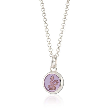 Silver Purple Snake Resin Disc Charm Necklace by Lily Charmed