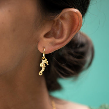 Gold Plated Seahorse Single Earring Charm - Lily Charmed