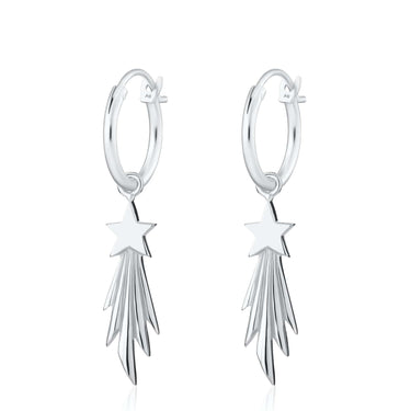 Silver Shooting Star Charm Hoop Earrings - Lily Charmed