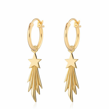 Gold Plated Shooting Star Charm Hoop Earrings - Lily Charmed