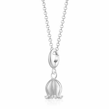 Silver Lily Of The Valley Charm Necklace | Flower Pendant Necklace