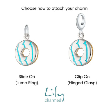 Silver Turquoise Party Ring Biscuit Charm  | Biscuit Charms by Lily Charmed