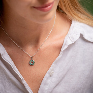 Silver Party Ring Necklace with Turquoise Enamel | Biscuit Charm Jewellery by Lily Charmed