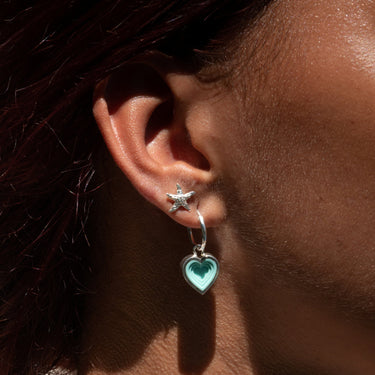Silver Geometric Turquoise Heart Earring Charm - Lily Charmed