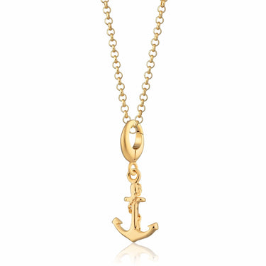 Gold Anchor Charm Necklace | Nautical Pendant Necklace