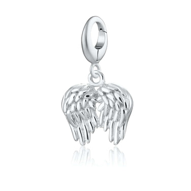 Silver Angel Wings Charm with universal slide on or clip on clasp compatible with Pandora by Lily Charmed