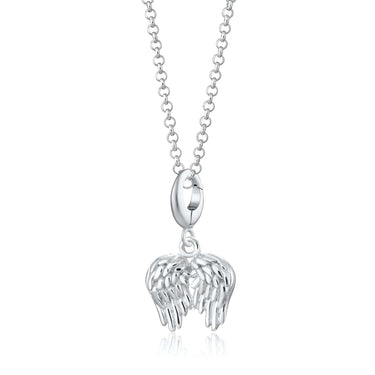 Silver Angel Wing Charm Necklace | Angel Pendant Necklace