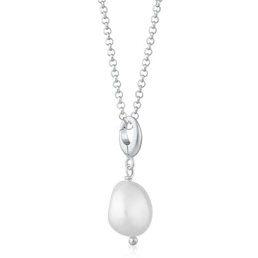 Silver Baroque Pearl Charm Necklace