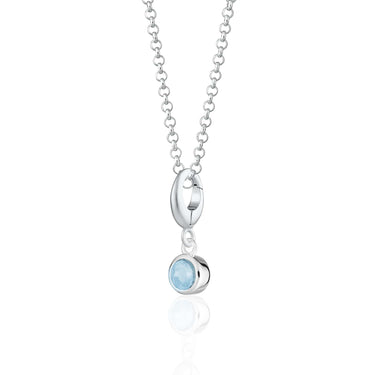 December Birthstone Charm Necklace | Blue Topaz Gemstone Pendant