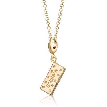 Gold Bourbon Biscuit Charm Necklace | Biscuit Pendant Necklace