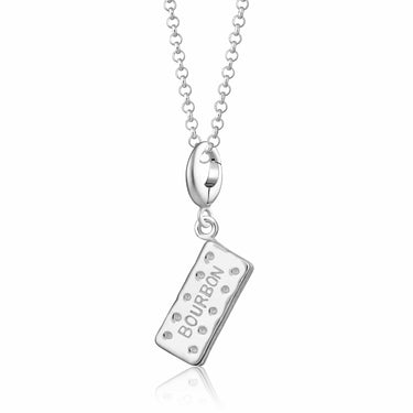 Silver Bourbon Biscuit Charm Necklace | Biscuit Pendant Necklace