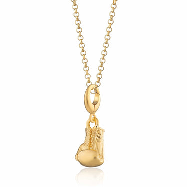 Gold Boxing Glove Charm Necklace | Sports Glove Pendant Necklace