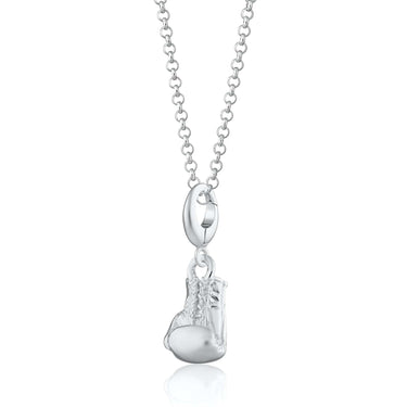 Silver Boxing Glove Charm Necklace | Sports Glove Pendant Necklace