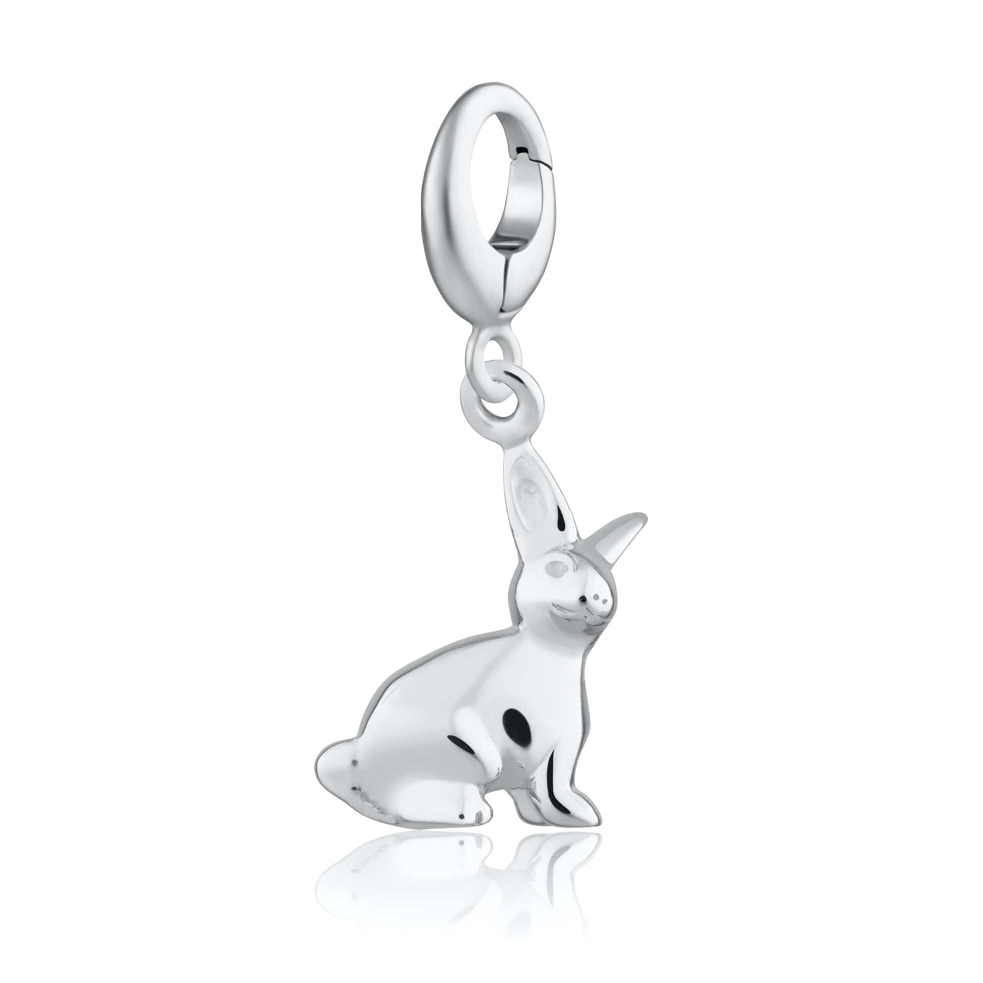 Sterling Silver Bunny Bead Charm With Pink & White Crystals - Easter Charm For Bracelets & Necklaces