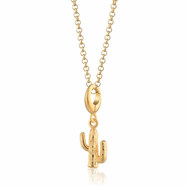Gold Cactus Charm Necklace | Wild West Pendant Necklace