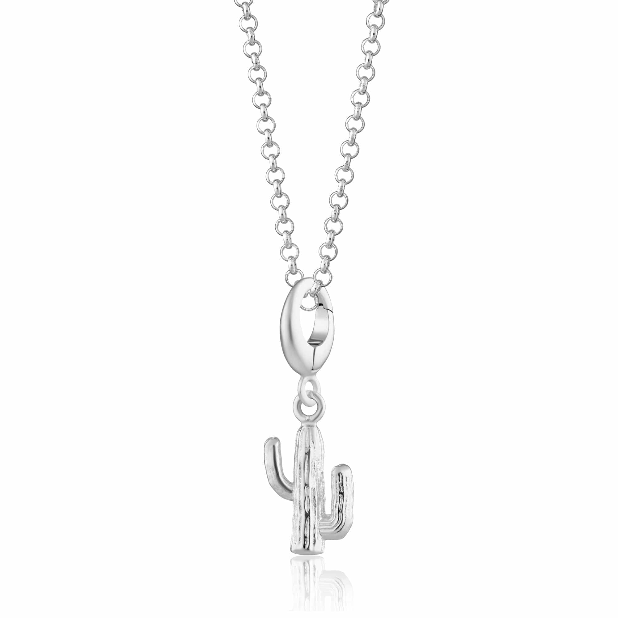 Silver Cactus Charm Necklace Wild West Pendant – Lily Charmed
