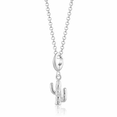 Silver Cactus Charm Necklace | Wild West Pendant Necklace