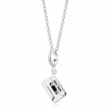 Silver Stereo Cassette Tape Charm Necklace | Mix Tape Pendant