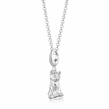 Silver Cat Charm Necklace | Cat-Themed Pendant Necklace