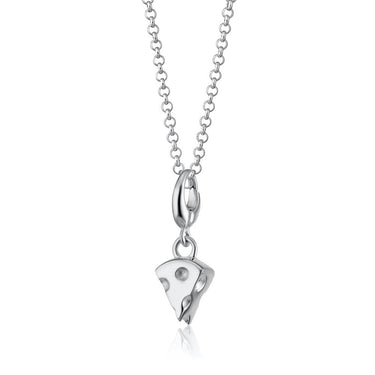 Silver Cheese Slice Charm Necklace | Cheese Pendant Necklace