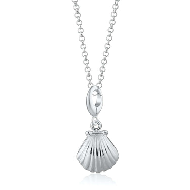 Silver Clam Shell Charm Necklace | Shell Pendant Necklace