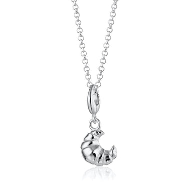 Silver Croissant Charm Necklace | Pastry Pendant Necklace