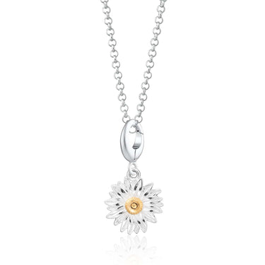 Silver Daisy Charm Necklace | Flower Pendant Necklace