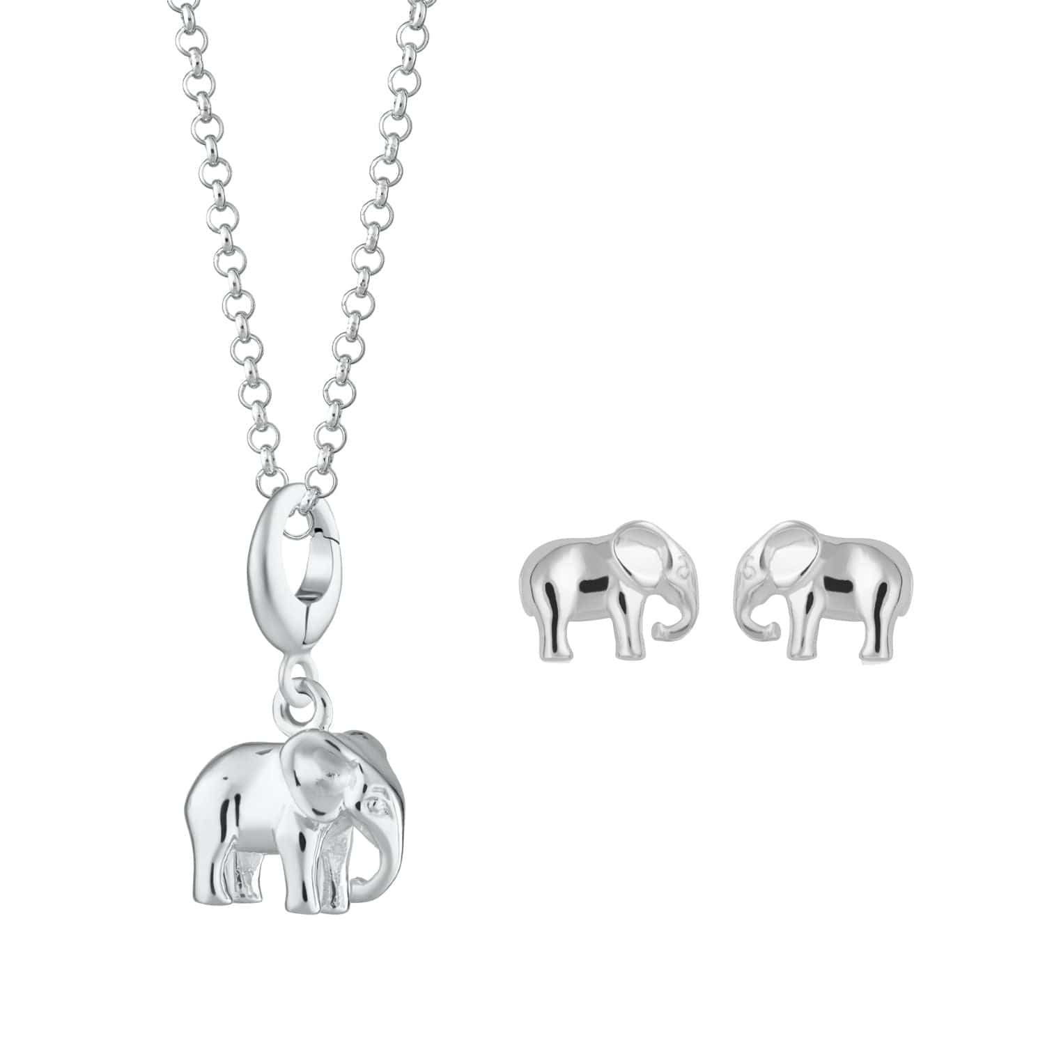 Silver Elephant Jewellery Set With Stud Earrings – Lily Charmed