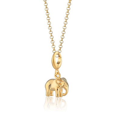 Gold Elephant Charm Necklace | Animal Pendant Necklace