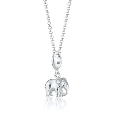 Silver Elephant Charm Necklace | Animal Pendant Necklace