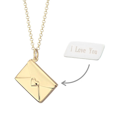 Gold Envelope Necklace with Engraved Insert