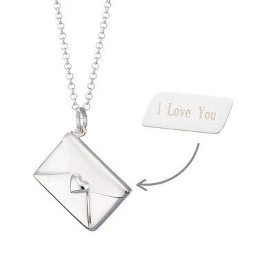 Silver Envelope Necklace with Letter Insert