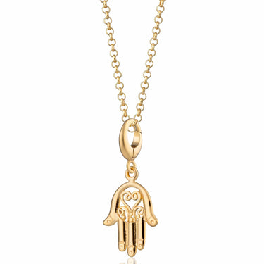 Gold Fatima Hand Charm Necklace | Hamsa Pendant Necklace