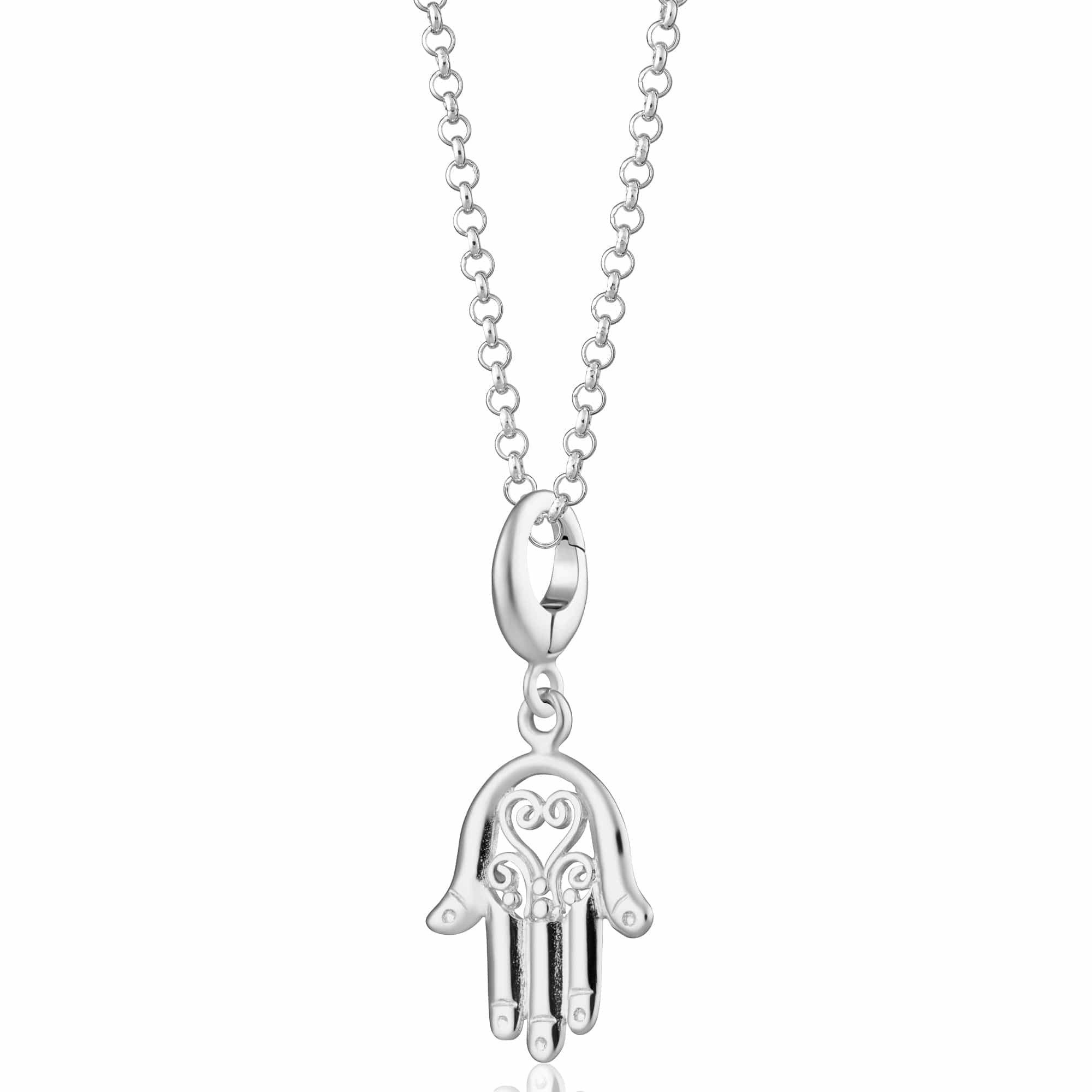 Silver Fatima Hand Charm Necklace Hamsa Pendant – Lily Charmed