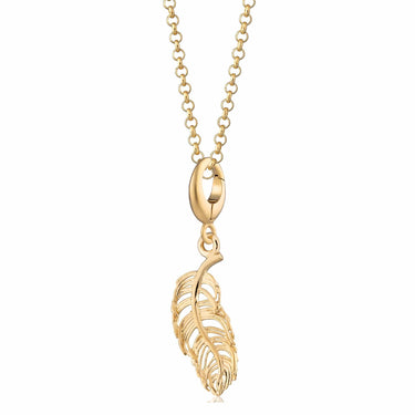Gold Feather Charm Necklace | Feather Pendant Necklace