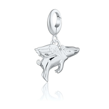 Silver Flying Pig Charm | Animal Charm | Pandora Compatible | Lily Charmed