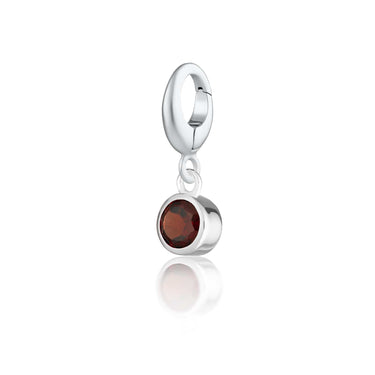 Garnet January Birthstone silver Charm for Bracelet or Necklace - Lily Charmed