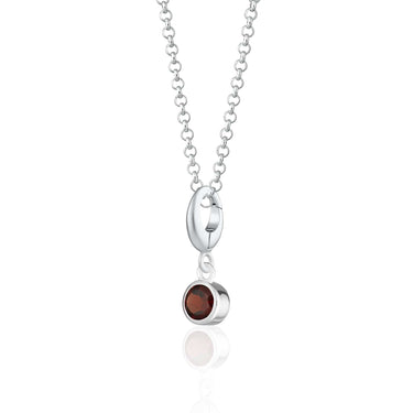 Garnet January Birthstone Charm Necklace | Gemstone Pendant