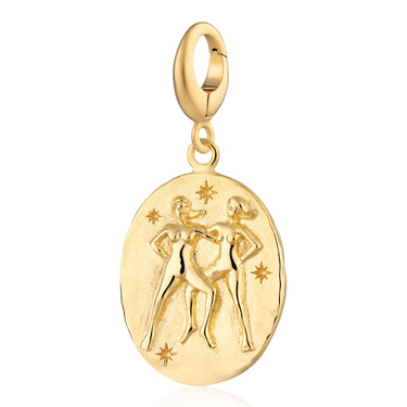 Gold Gemini Zodiac Charm Front Side