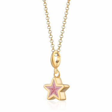 Gold Pink Star Charm Necklace | Star Pendant Necklace