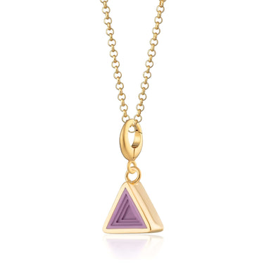 Gold Purple Triangle Charm Necklace | Triangle Penant Necklace