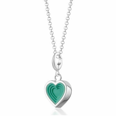 Silver Turquoise Heart Charm Necklace | Heart Penant Necklace
