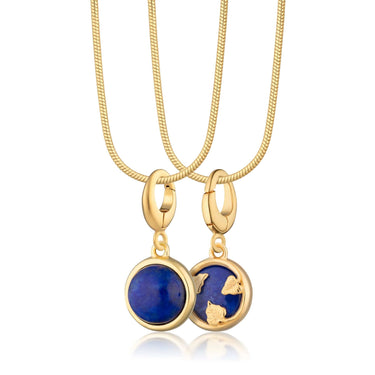 Gold Blue Lapis Wisdom Healing Stone Charm Necklace | Healing Crystal Pendant