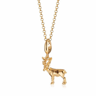 Gold Christmas Reindeer Charm Necklace | Animal Pendant Necklace